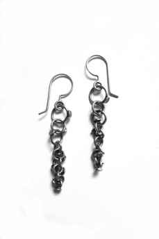 MINI $90-sterling silver earrings with sanding disk texture on dots (1 1/2" long not including ear wire) MINI $90-sterling silver earrings with sanding disk texture on dots (1 1/2" long not including ear wire)